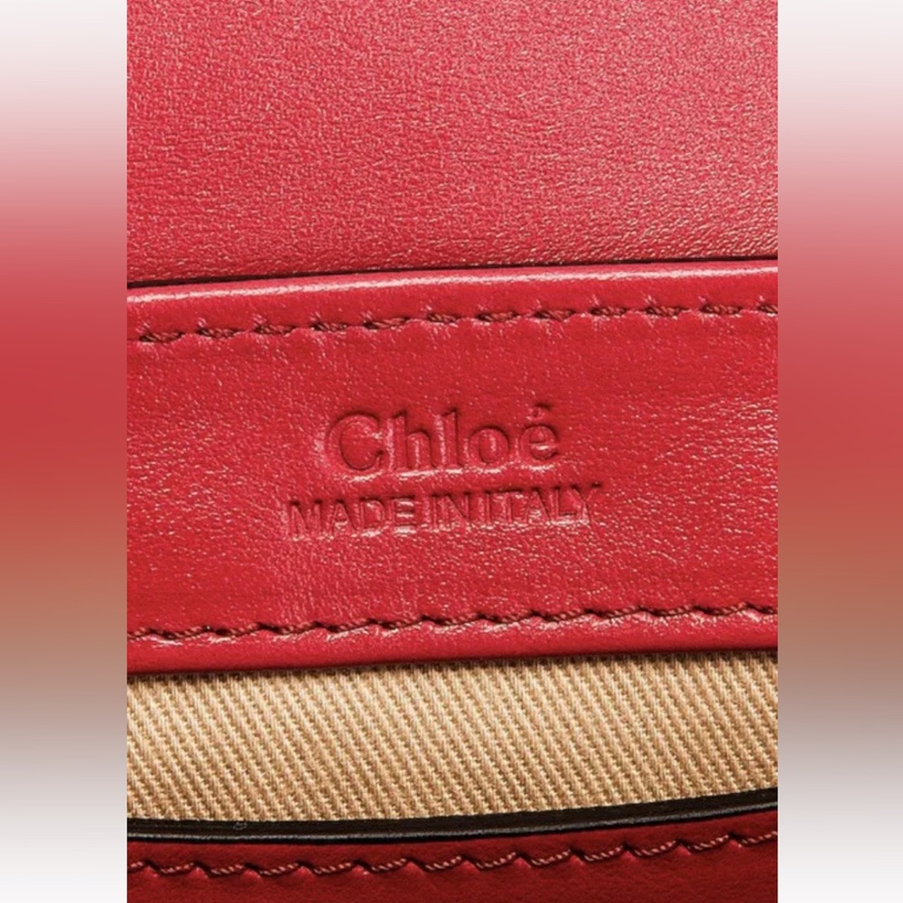 CHLOE  Mini C Tricolor Croc Embossed Leather Shoulder Bag in Graphic Pink NWT - Picture 7 of 10